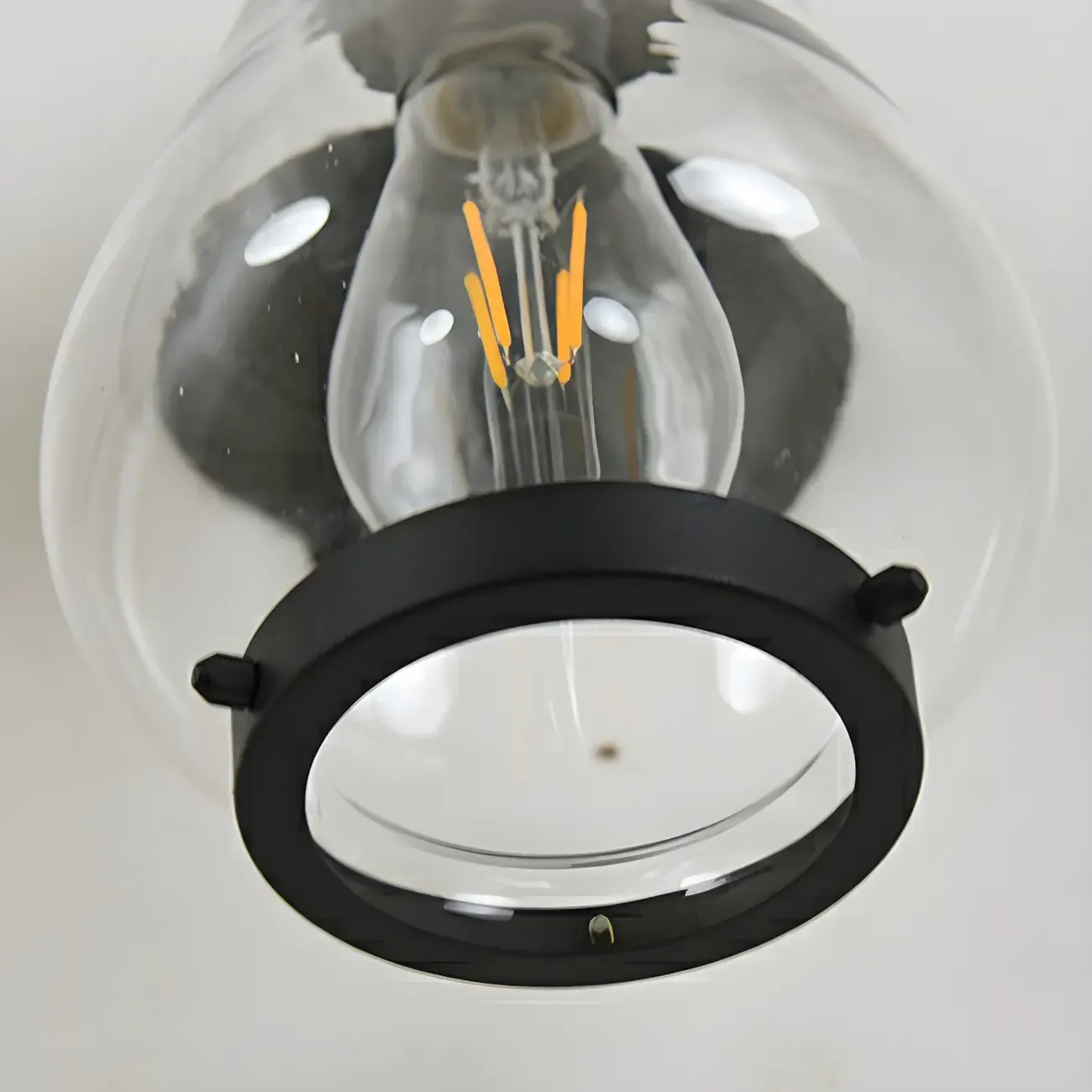 Modern Black Metal Outdoor Wall Light with Glass Shade Image - 7