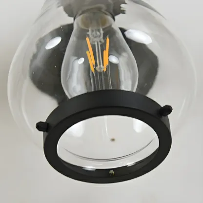Modern Black Metal Outdoor Wall Light with Glass Shade Image - 7