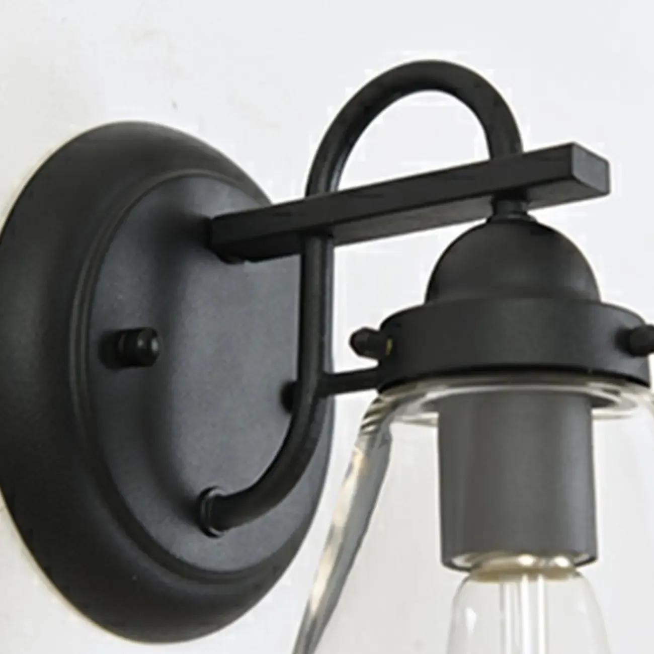Modern Black Metal Outdoor Wall Light with Glass Shade Image - 8