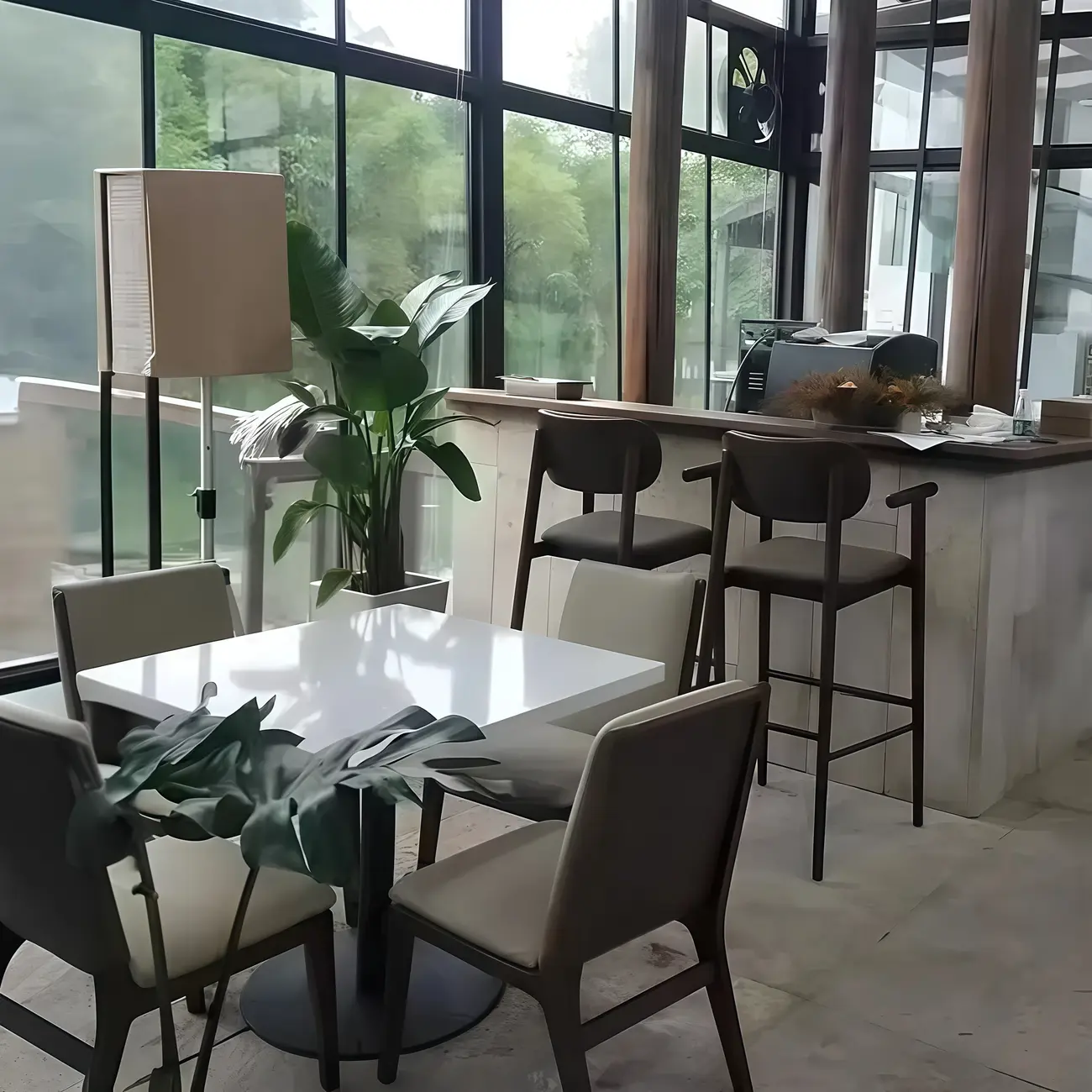 Square Four Legs Black Wood Leather Bar Stools Image - 5 | homeyfad