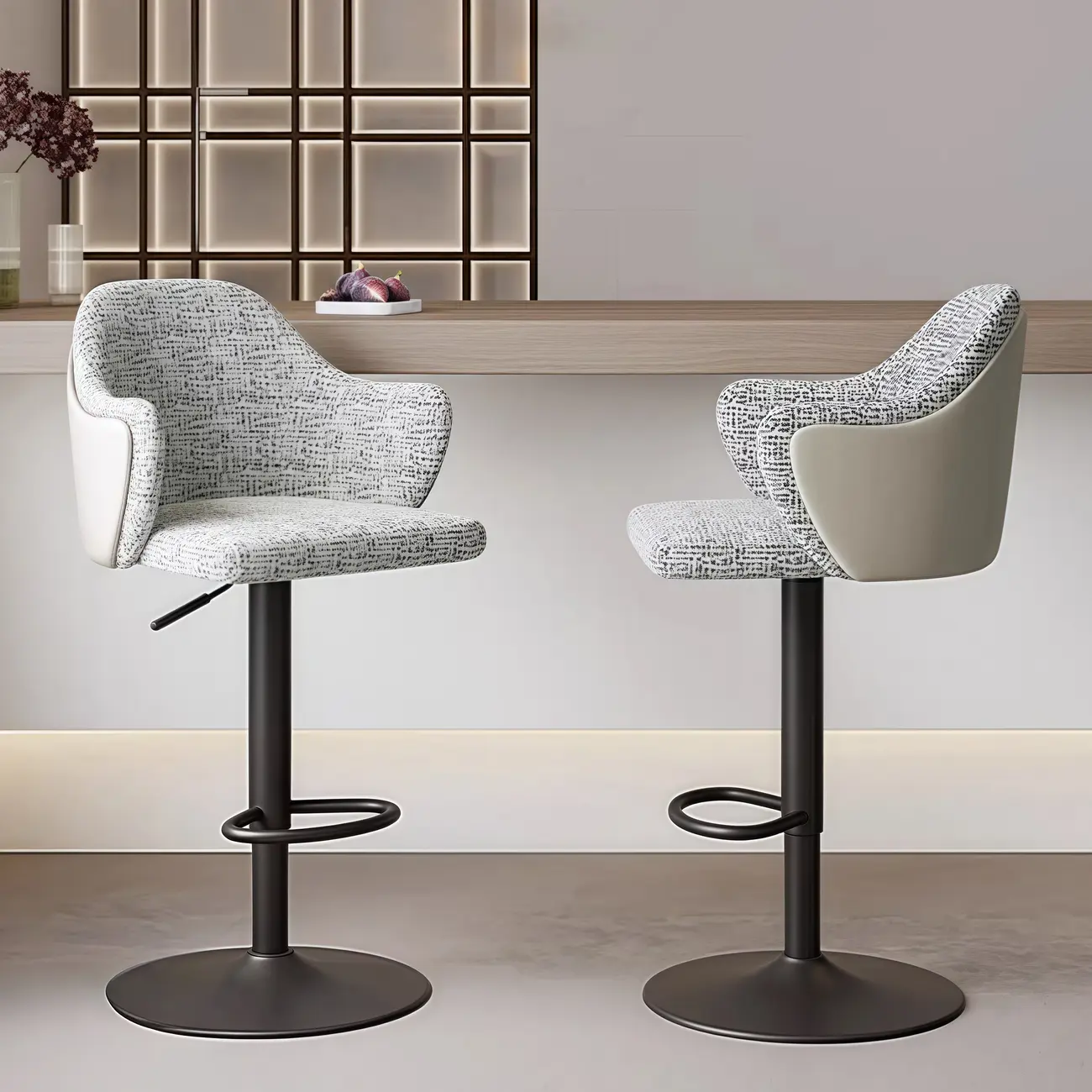 Modern Upholstered Fabric Bar Stool with Arms Image - 1 | homeyfad
