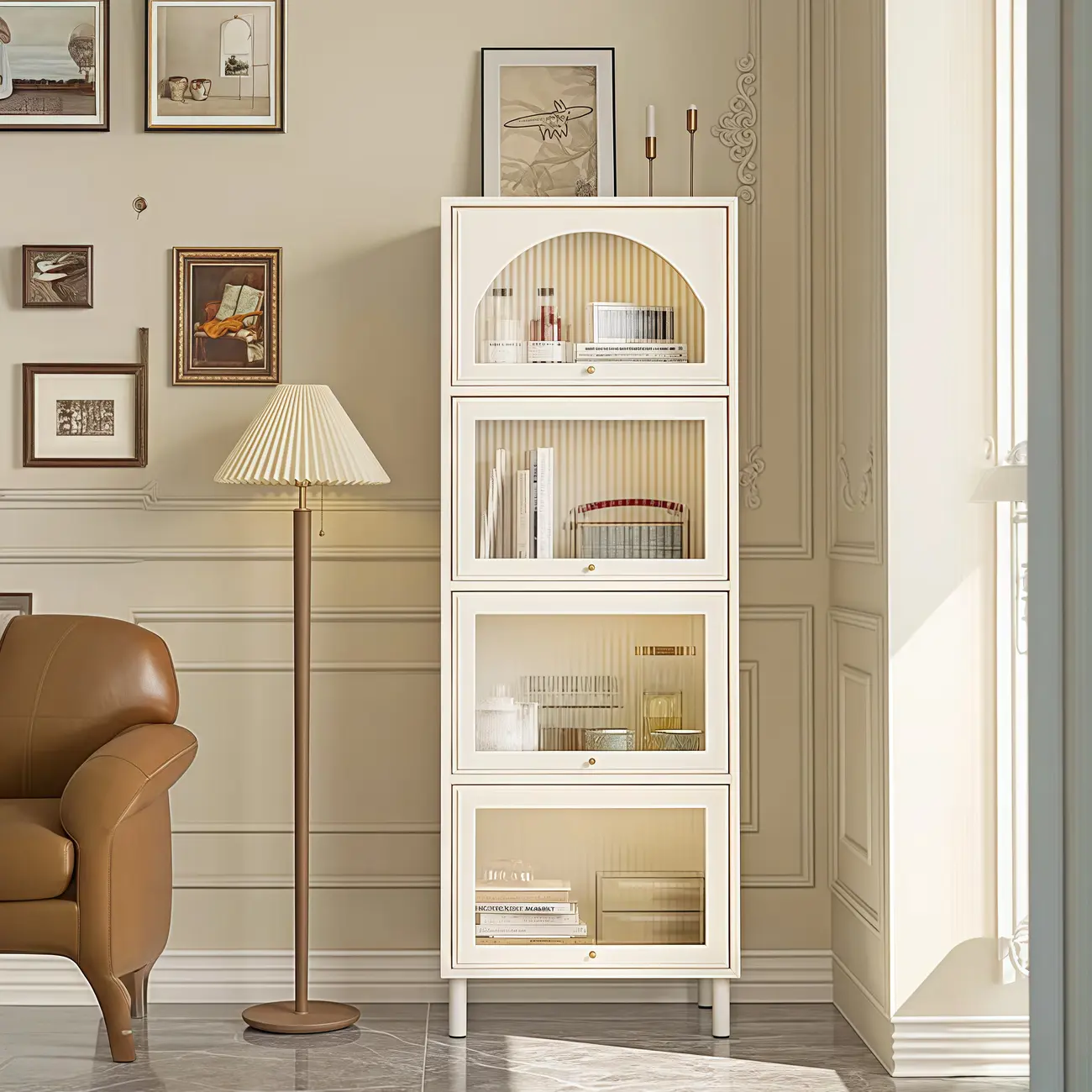Flooring Accent Cabinet with Container Storage, Self-supporting Design Image - 2 | homeyfad