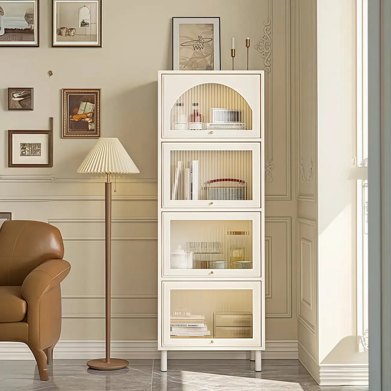 Flooring Accent Cabinet with Container Storage, Self-supporting Design Image - 2