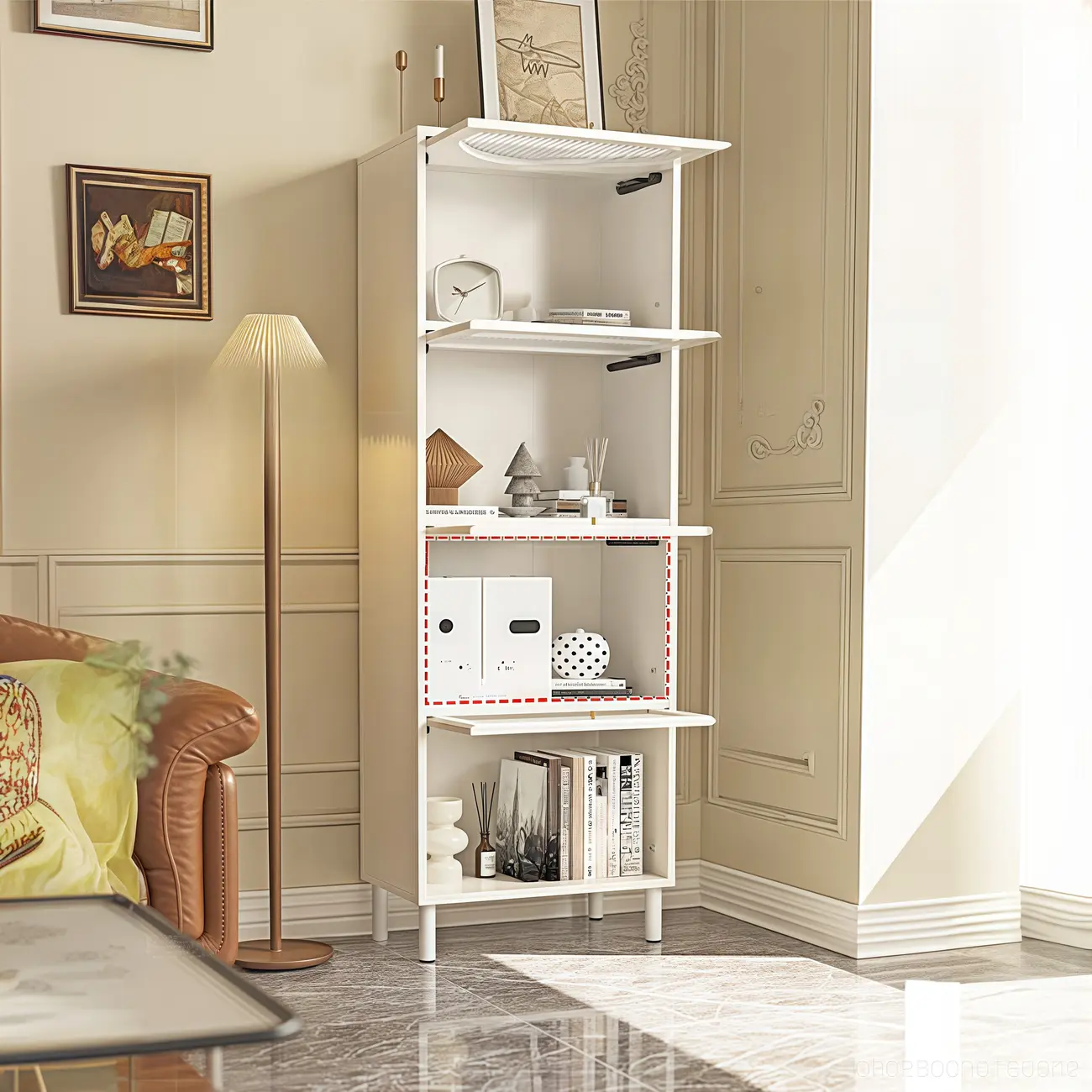 Flooring Accent Cabinet with Container Storage, Self-supporting Design Image - 3 | homeyfad