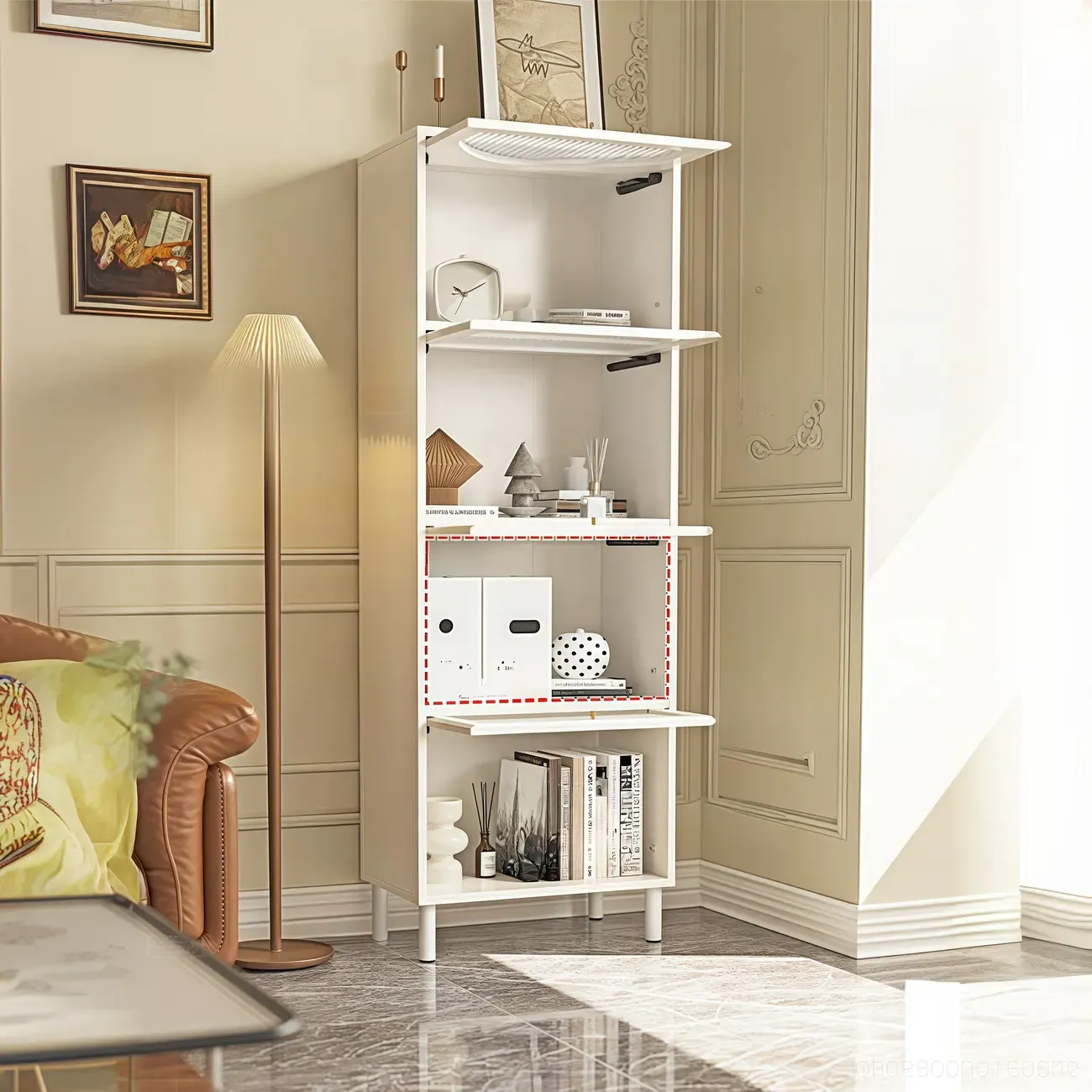 Flooring Accent Cabinet with Container Storage, Self-supporting Design Image - 3