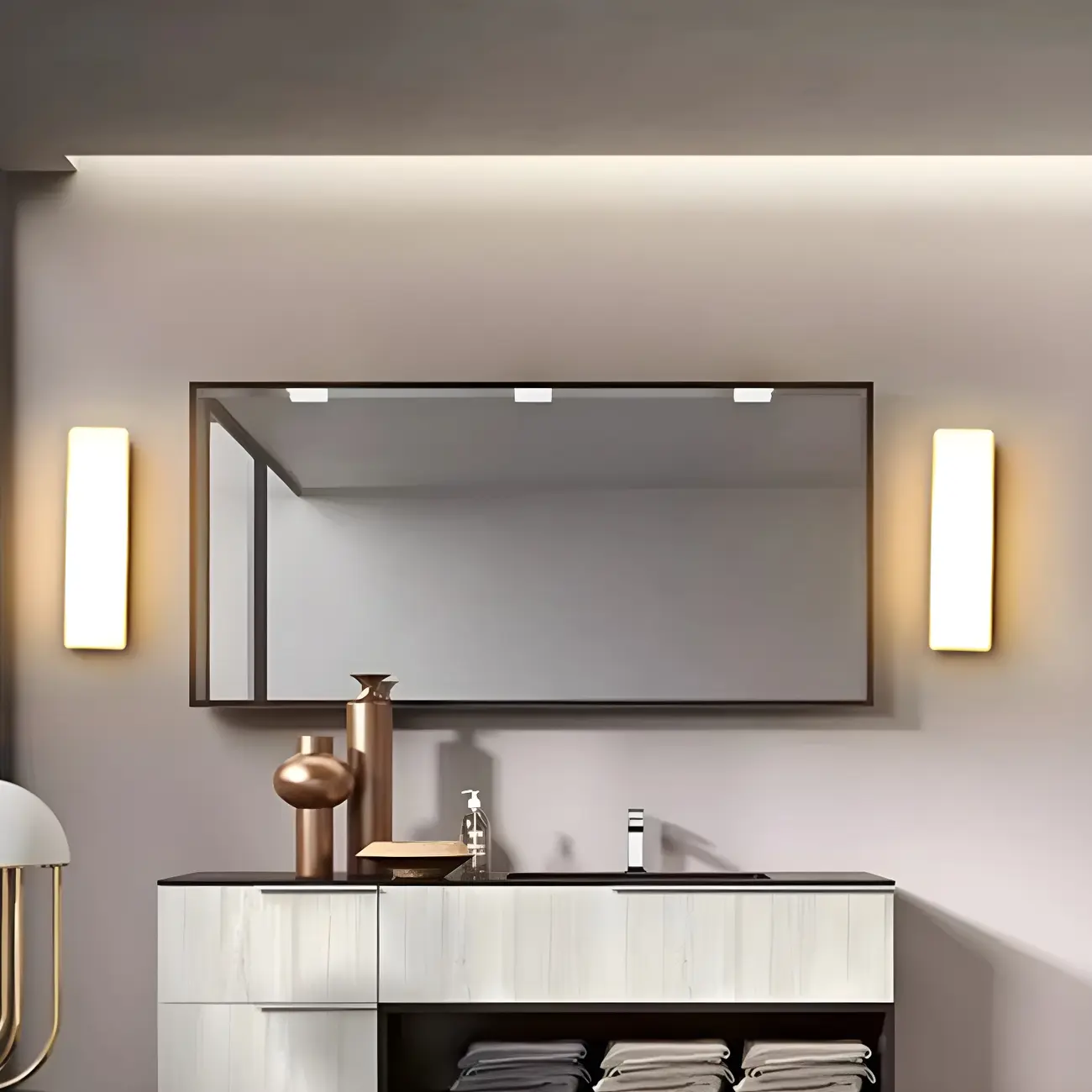 Minimalist Sleek LED Vanity Light with Glass Shade for Bathroom Image - 1 | homeyfad