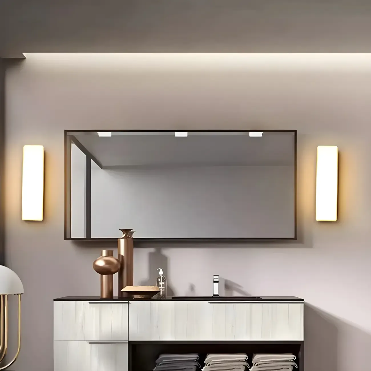Minimalist Sleek LED Vanity Light with Glass Shade for Bathroom Image - 1