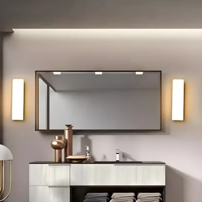 Minimalist Sleek LED Vanity Light with Glass Shade for Bathroom Image - 1