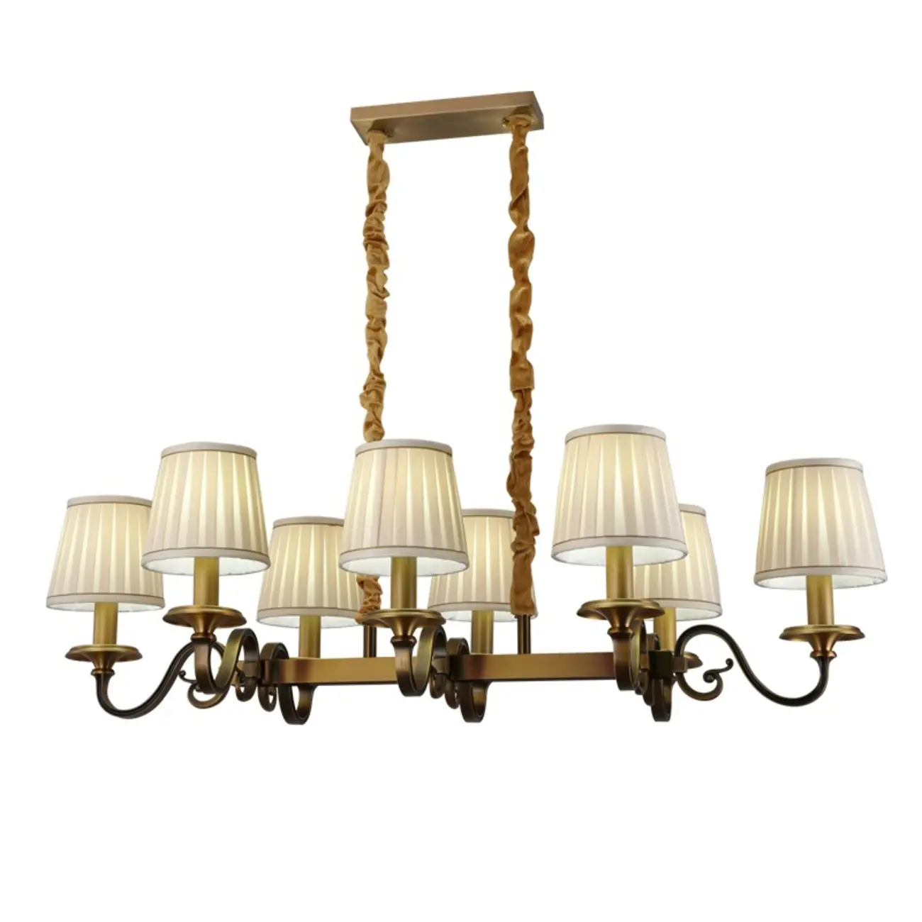 Adjustable Modern Gold Fabric Shade Cylinder Chandelier Image - 8 | homeyfad