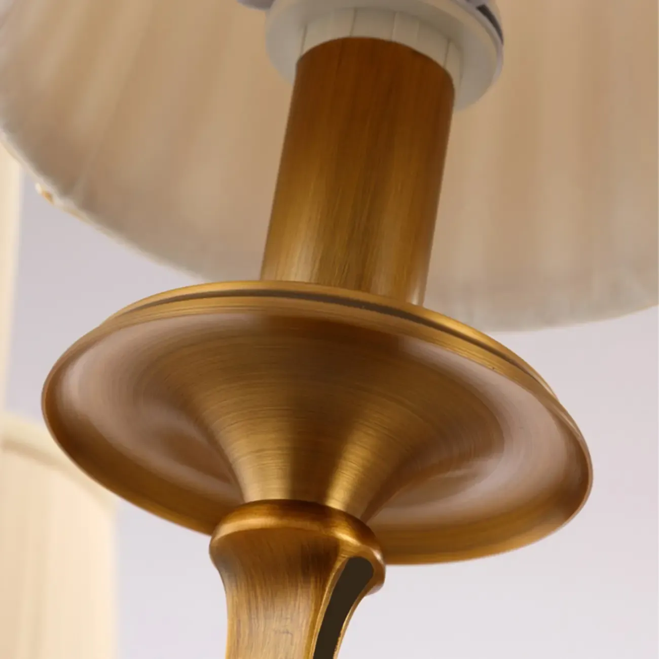 Adjustable Modern Gold Fabric Shade Cylinder Chandelier Image - 13