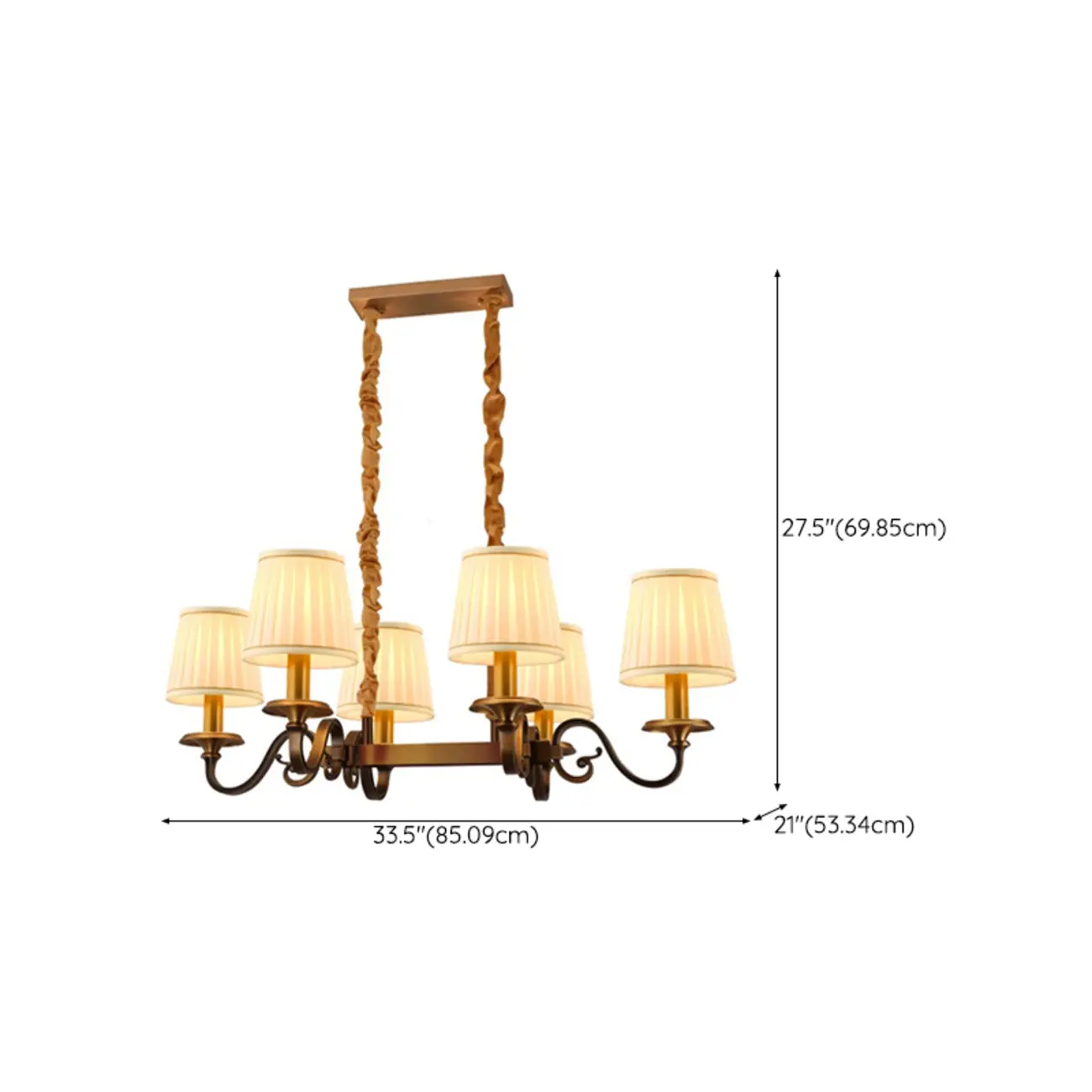 Adjustable Modern Gold Fabric Shade Cylinder Chandelier #size | homeyfad