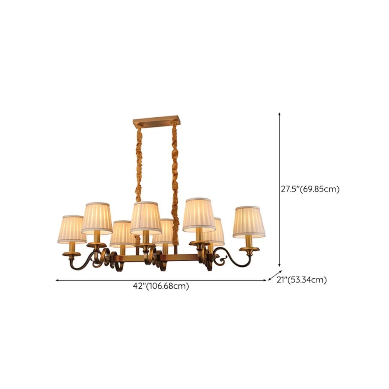 Adjustable Modern Gold Fabric Shade Cylinder Chandelier Image - 17 | homeyfad