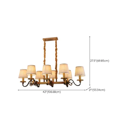 Adjustable Modern Gold Fabric Shade Cylinder Chandelier Image - 17