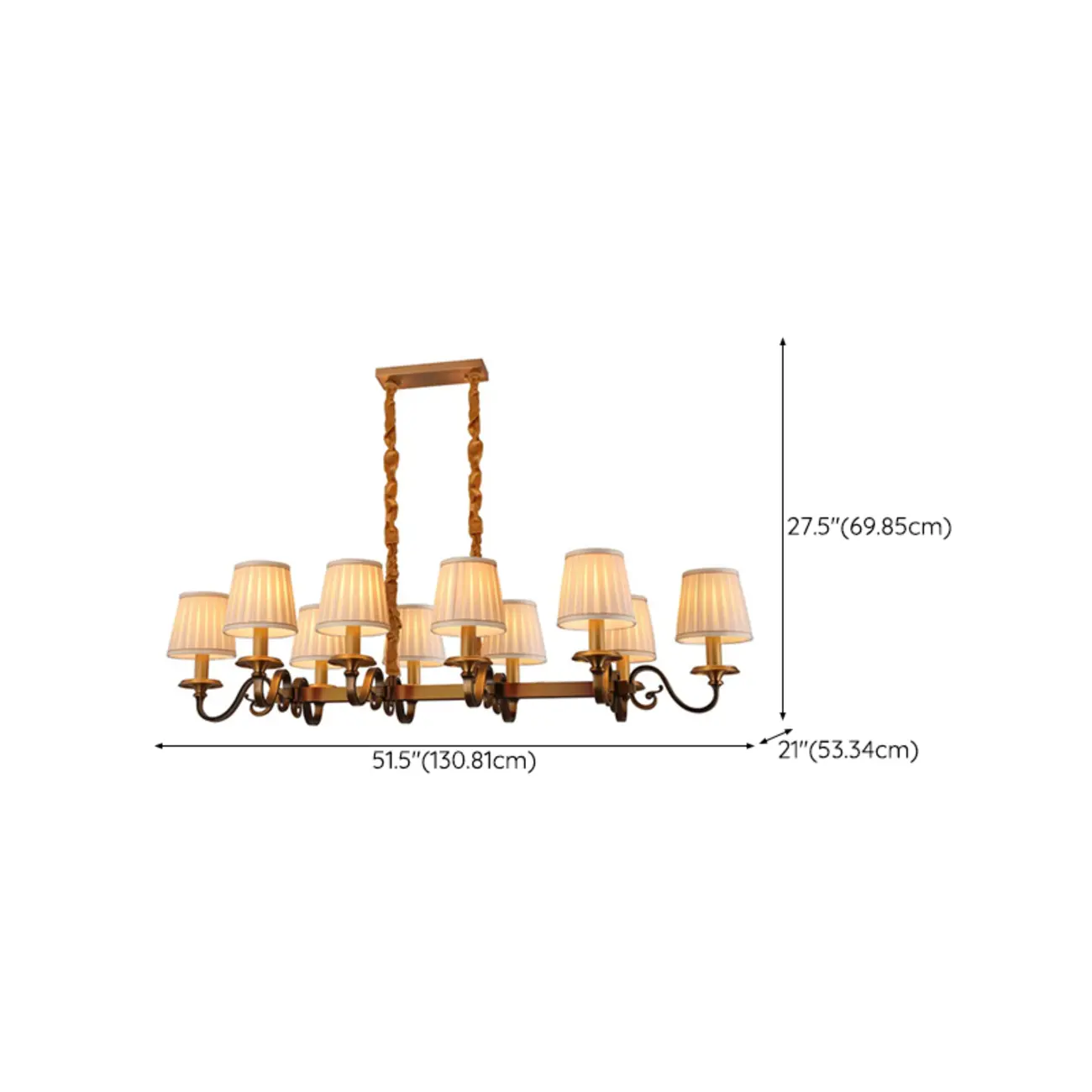 Adjustable Modern Gold Fabric Shade Cylinder Chandelier Image - 18 | homeyfad