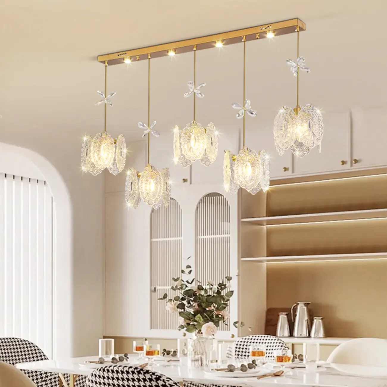 Elegant Gold Glass Pendant Light for Kitchen Island Image - 2 | homeyfad
