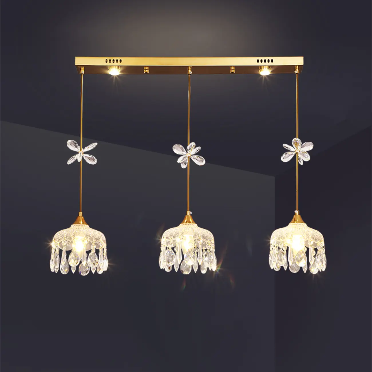 Elegant Gold Glass Pendant Light for Kitchen Island Image - 5 | homeyfad