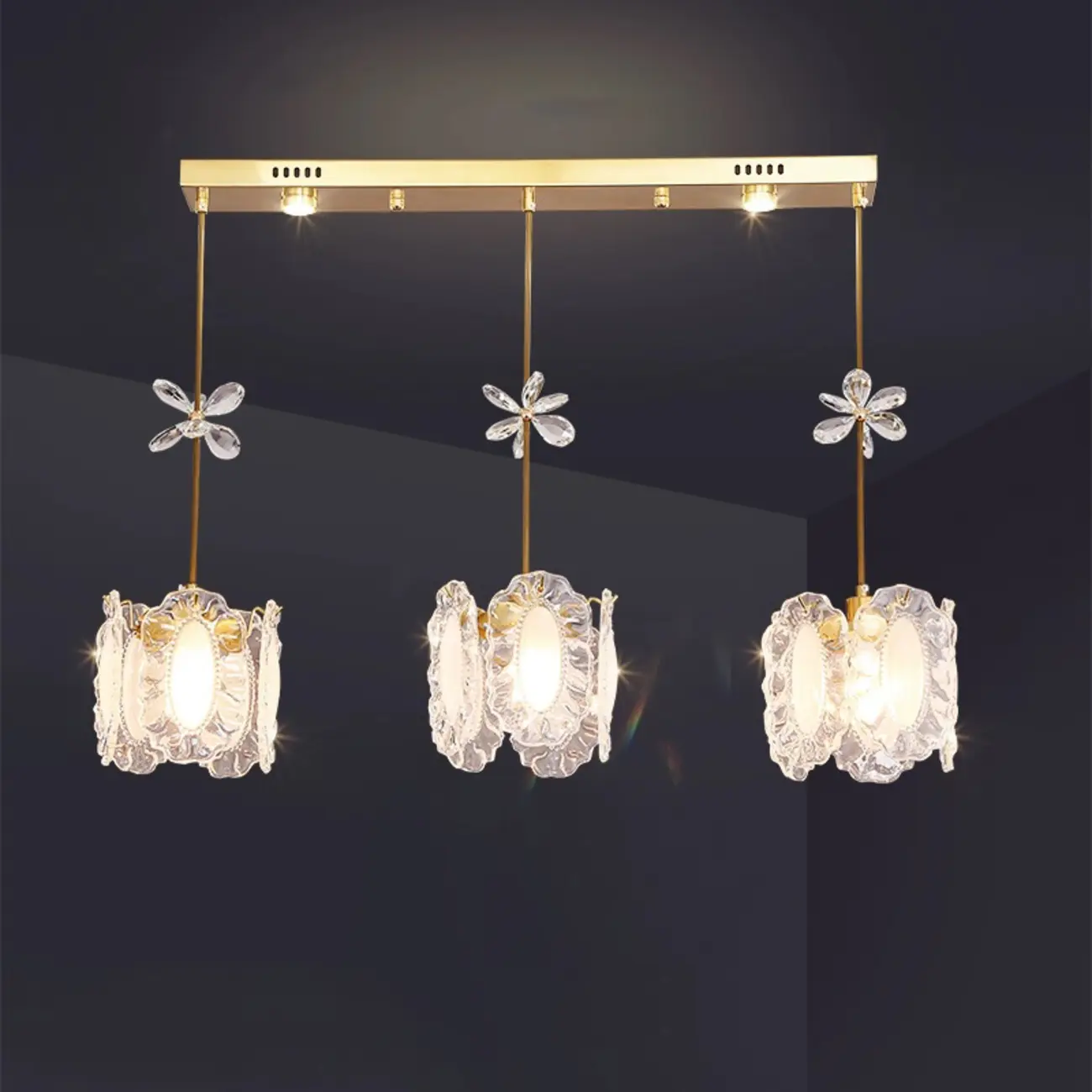 Elegant Gold Glass Pendant Light for Kitchen Island Image - 6 | homeyfad
