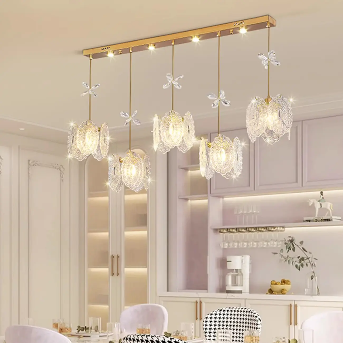 Elegant Gold Glass Pendant Light for Kitchen Island Image - 3 | homeyfad