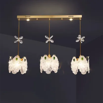 Elegant Gold Glass Pendant Light for Kitchen Island Image - 7