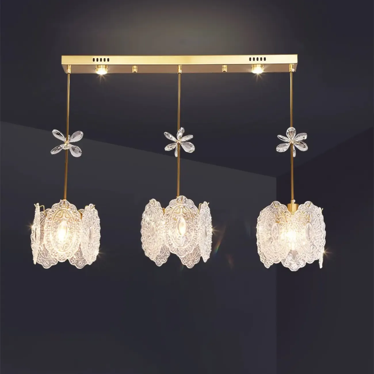 Elegant Gold Glass Pendant Light for Kitchen Island Image - 8