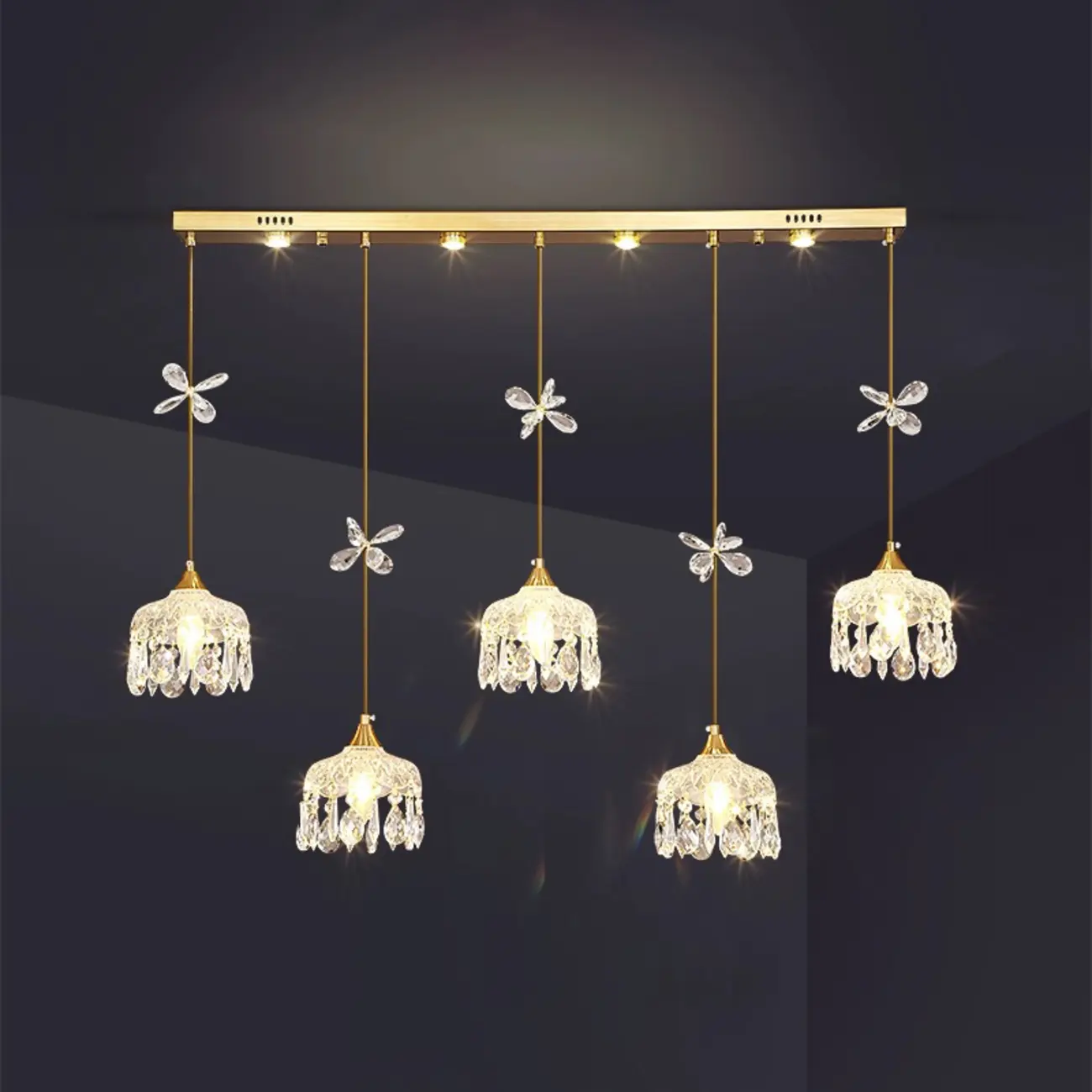 Elegant Gold Glass Pendant Light for Kitchen Island Image - 9 | homeyfad