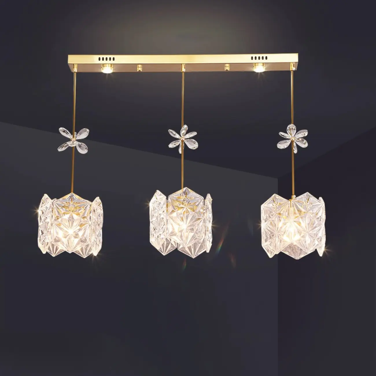 Elegant Gold Glass Pendant Light for Kitchen Island Image - 10 | homeyfad