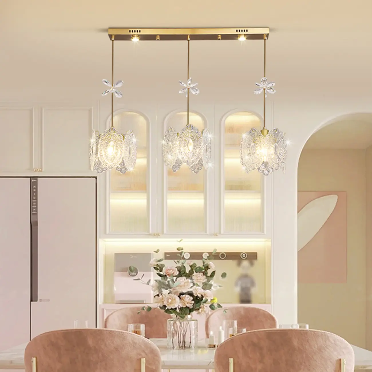 Elegant Gold Glass Pendant Light for Kitchen Island Image - 12 | homeyfad