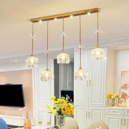 Elegant Gold Glass Pendant Light for Kitchen Island Image - 13