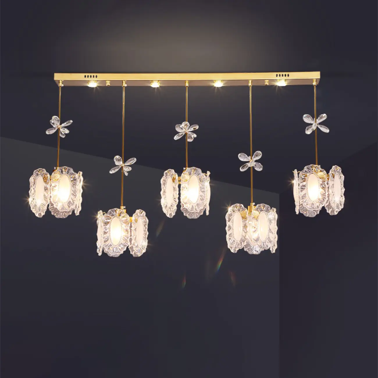 Elegant Gold Glass Pendant Light for Kitchen Island Image - 14 | homeyfad