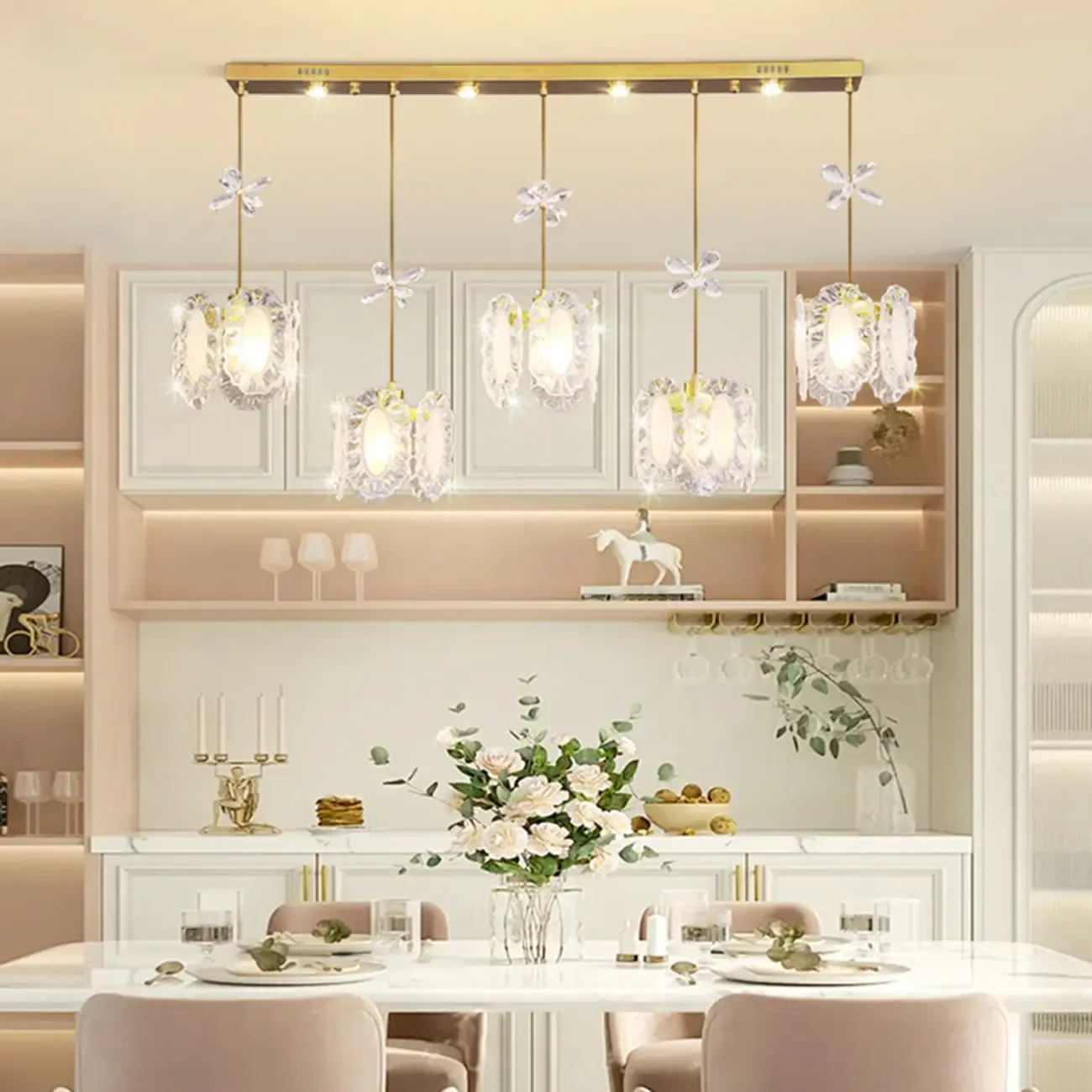 Elegant Gold Glass Pendant Light for Kitchen Island Image - 15