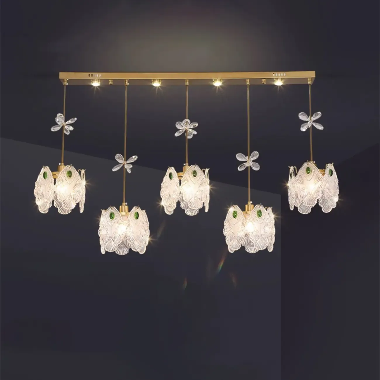 Elegant Gold Glass Pendant Light for Kitchen Island Image - 16