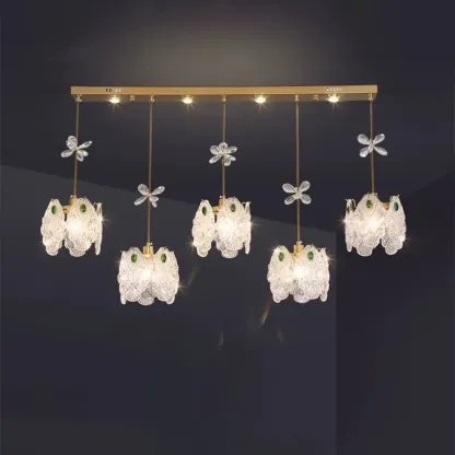 Elegant Gold Glass Pendant Light for Kitchen Island Image - 16
