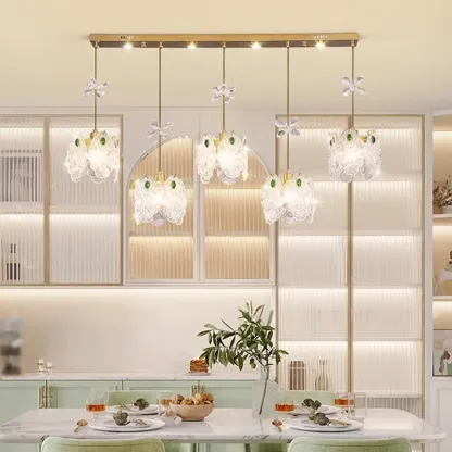 Elegant Gold Glass Pendant Light for Kitchen Island Image - 17