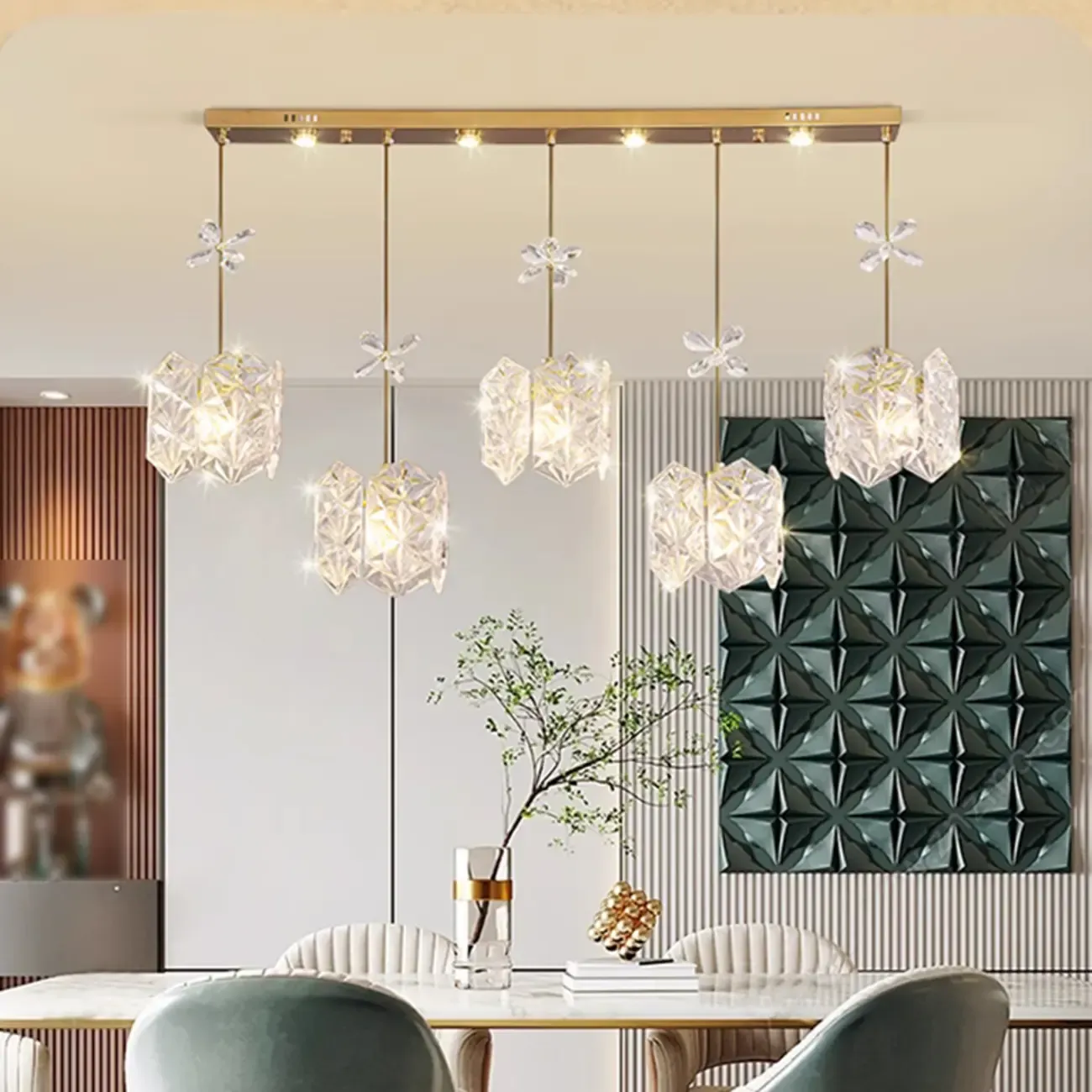 Elegant Gold Glass Pendant Light for Kitchen Island Image - 1