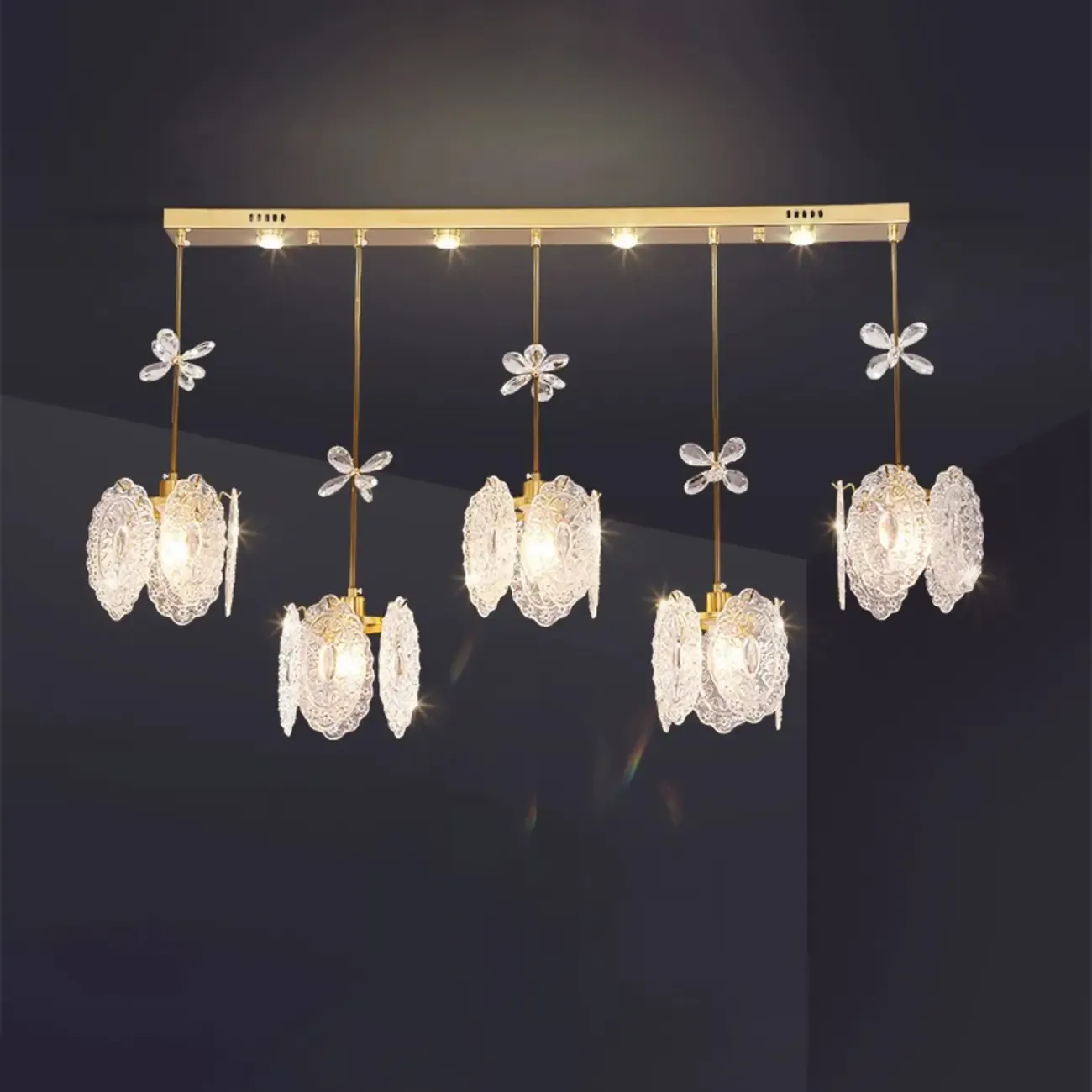 Elegant Gold Glass Pendant Light for Kitchen Island Image - 19
