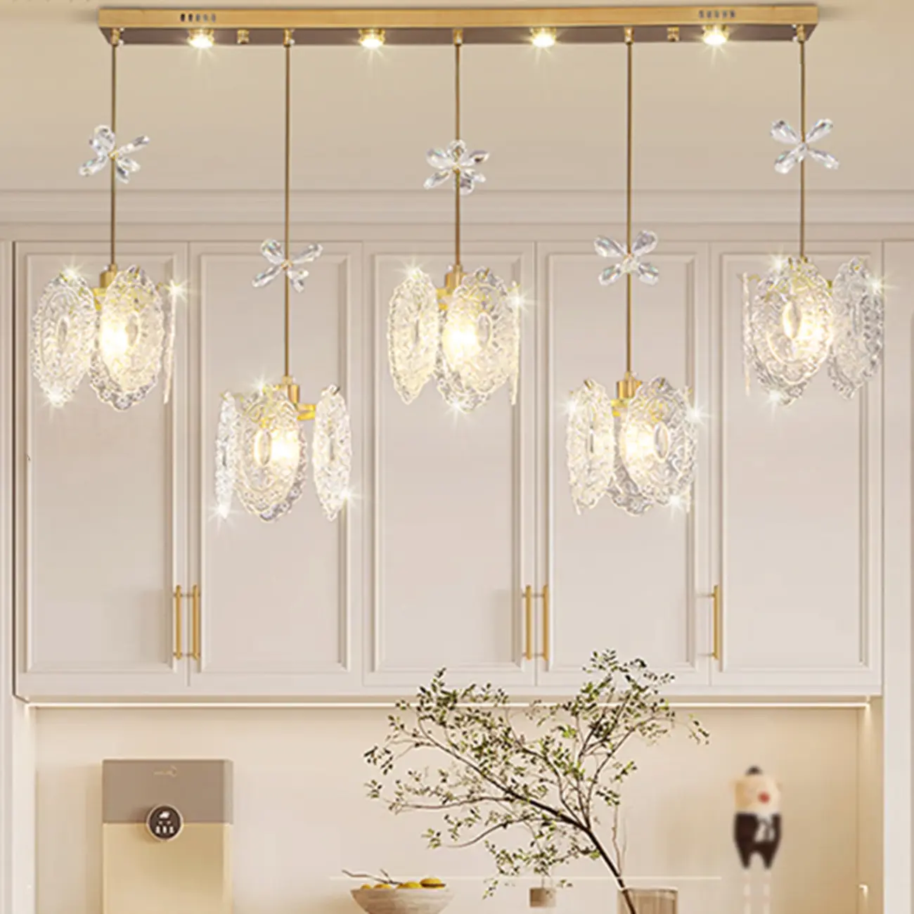 Elegant Gold Glass Pendant Light for Kitchen Island Image - 4 | homeyfad