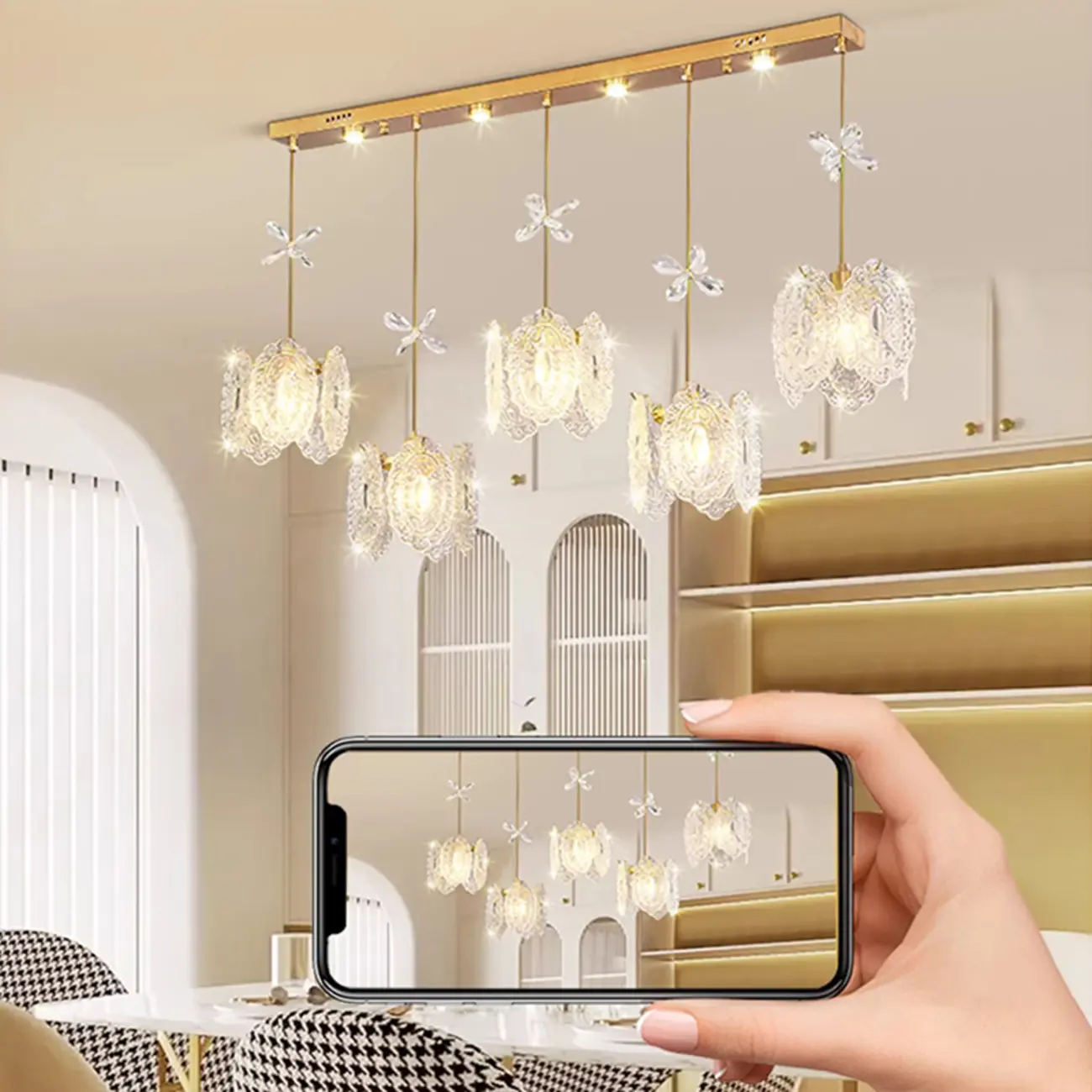 Elegant Gold Glass Pendant Light for Kitchen Island Image - 20 | homeyfad