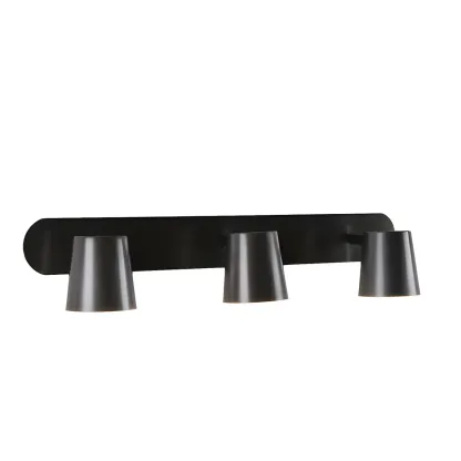 Geometric Dimmable Black Vanity Light  with 3-Light