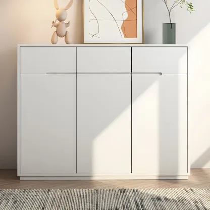Trendy Large White Wood Hallway Shoe Cabinet Image - 2