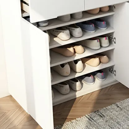 Trendy Large White Wood Hallway Shoe Cabinet Image - 7