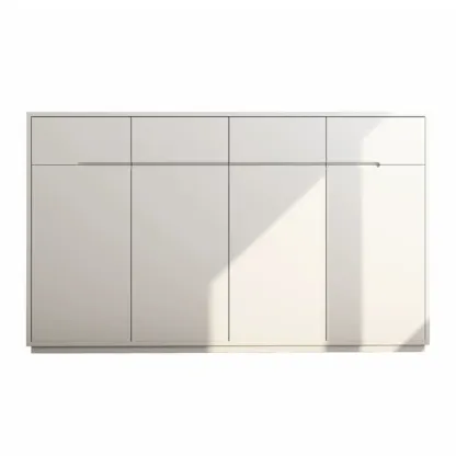 Trendy Large White Wood Hallway Shoe Cabinet Image - 8