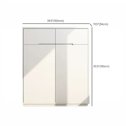 Trendy Large White Wood Hallway Shoe Cabinet Image - 12