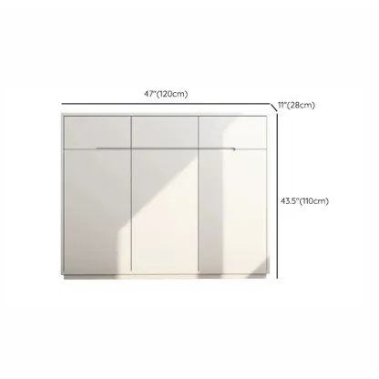 Trendy Large White Wood Hallway Shoe Cabinet Image - 16