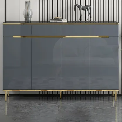 Glam Grey Solid Wood Entryway Shoe Storage Cabinet Image - 3