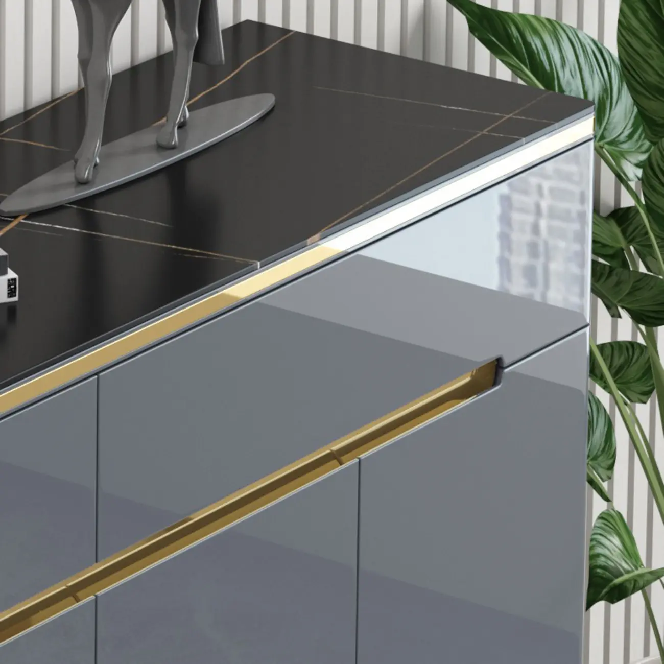 Glam Grey Solid Wood Entryway Shoe Storage Cabinet Image - 14 | homeyfad