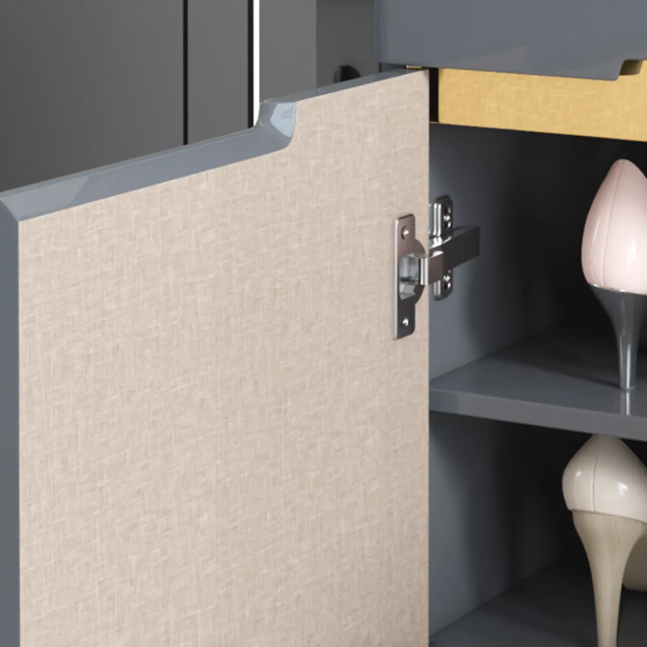 Glam Grey Solid Wood Entryway Shoe Storage Cabinet Image - 16 | homeyfad