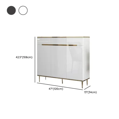 Glam Grey Solid Wood Entryway Shoe Storage Cabinet Image - 22