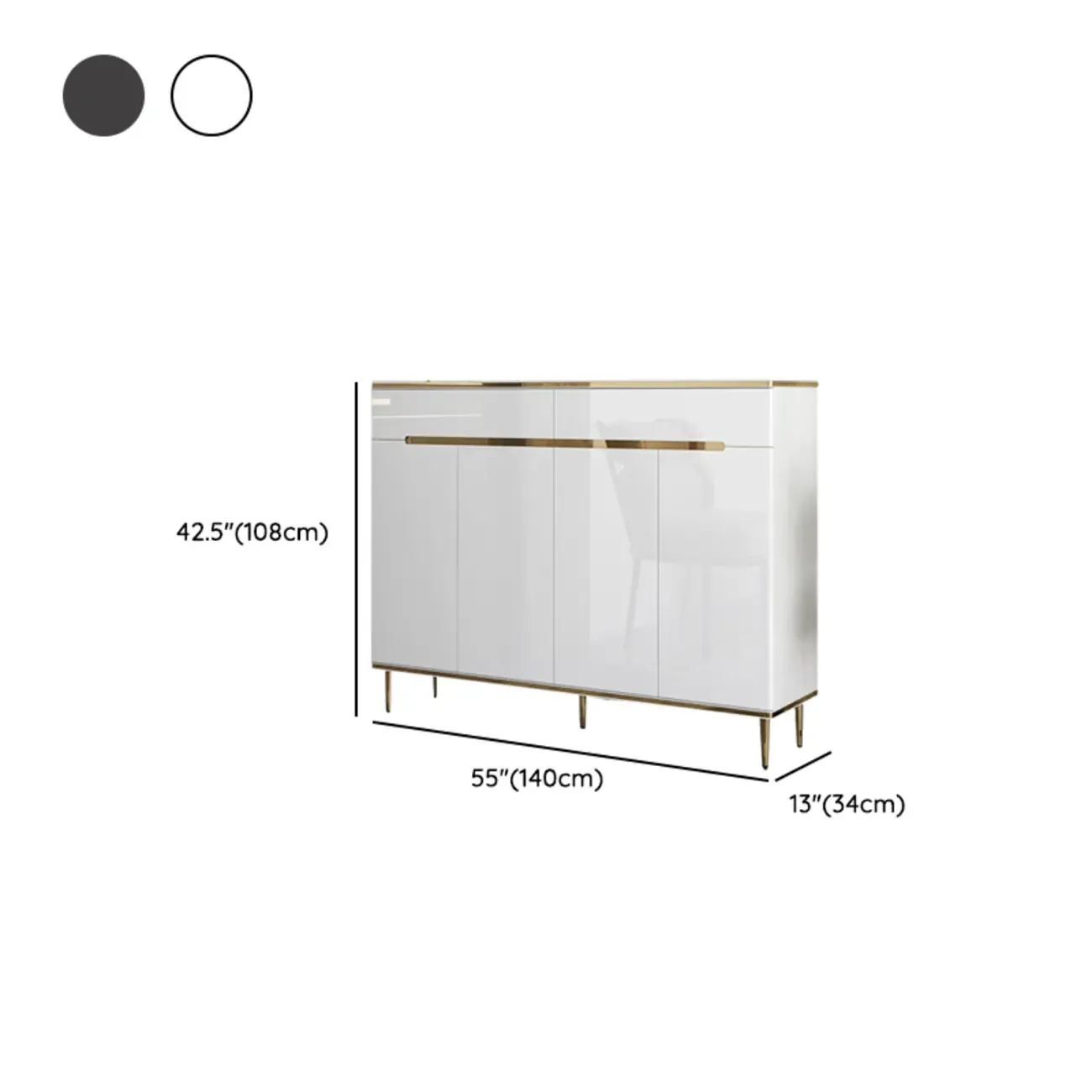 Glam Grey Solid Wood Entryway Shoe Storage Cabinet Image - 23