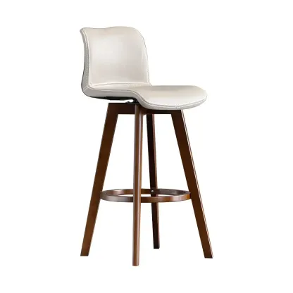 Modern Wooden Bar Stools with Cushioned Backrest for Kitchen Image - 17