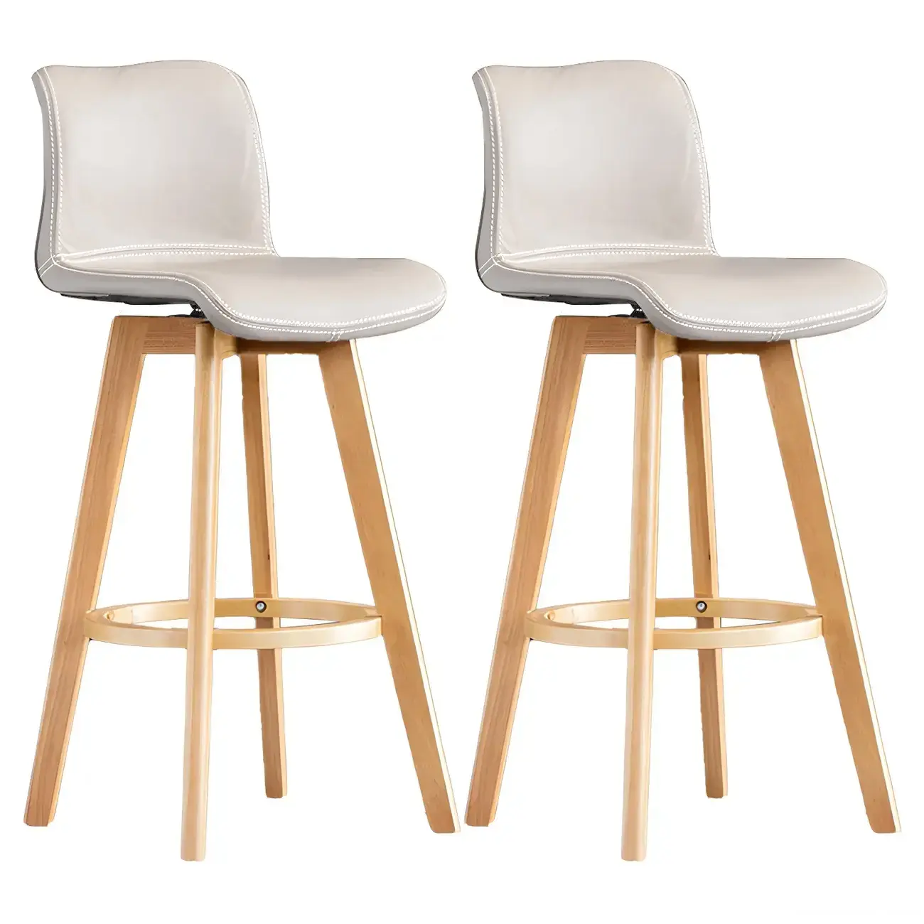 Modern Wooden Bar Stools with Cushioned Backrest for Kitchen Image - 45 | homeyfad